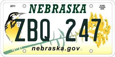 NE license plate ZBQ247