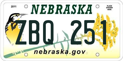 NE license plate ZBQ251