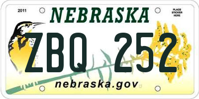 NE license plate ZBQ252
