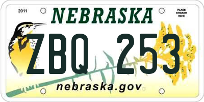 NE license plate ZBQ253