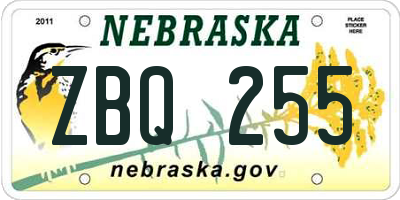 NE license plate ZBQ255