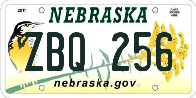 NE license plate ZBQ256