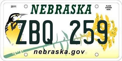 NE license plate ZBQ259
