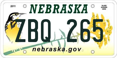 NE license plate ZBQ265