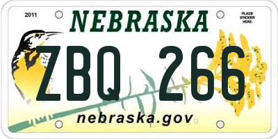 NE license plate ZBQ266