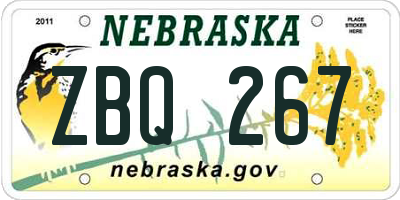 NE license plate ZBQ267