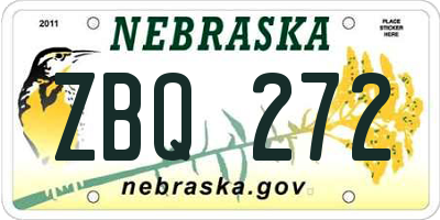 NE license plate ZBQ272