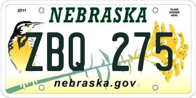 NE license plate ZBQ275