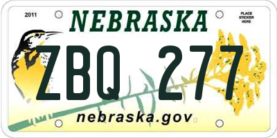 NE license plate ZBQ277