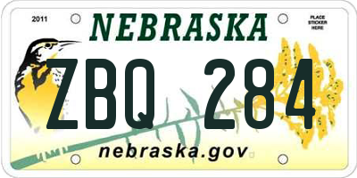 NE license plate ZBQ284
