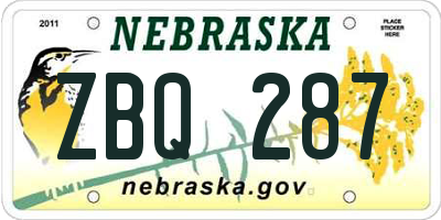 NE license plate ZBQ287