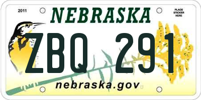 NE license plate ZBQ291