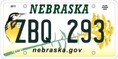 NE license plate ZBQ293