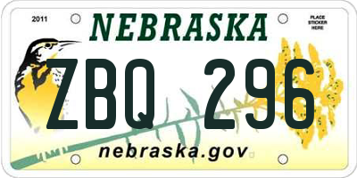 NE license plate ZBQ296