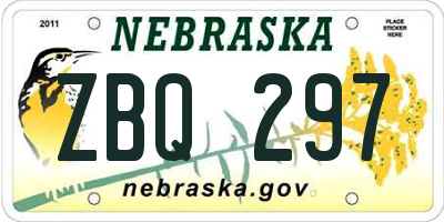 NE license plate ZBQ297