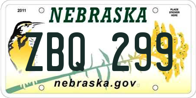 NE license plate ZBQ299