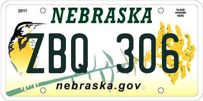 NE license plate ZBQ306