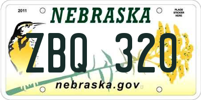 NE license plate ZBQ320