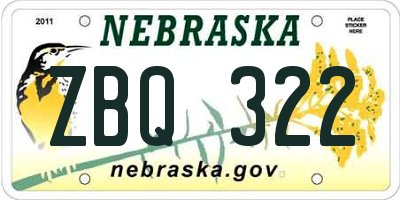 NE license plate ZBQ322