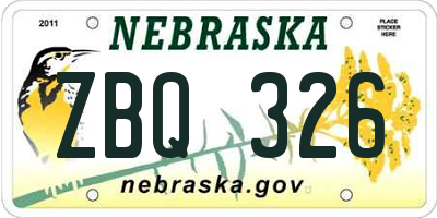 NE license plate ZBQ326