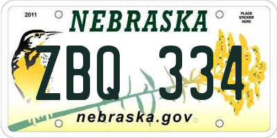 NE license plate ZBQ334