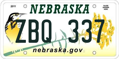 NE license plate ZBQ337