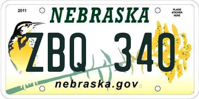NE license plate ZBQ340