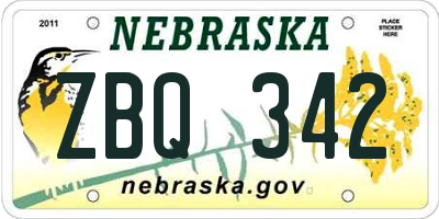 NE license plate ZBQ342
