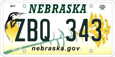 NE license plate ZBQ343