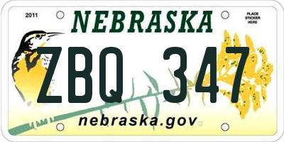 NE license plate ZBQ347
