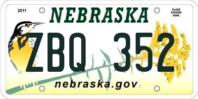 NE license plate ZBQ352