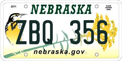 NE license plate ZBQ356