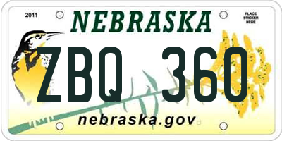 NE license plate ZBQ360