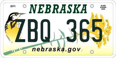 NE license plate ZBQ365