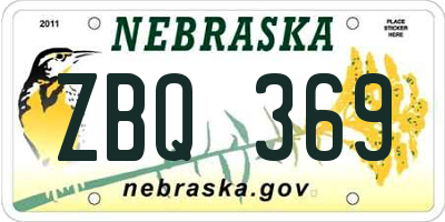 NE license plate ZBQ369