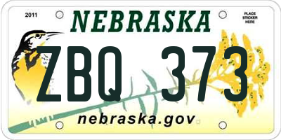NE license plate ZBQ373