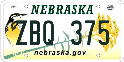 NE license plate ZBQ375