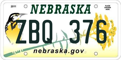 NE license plate ZBQ376