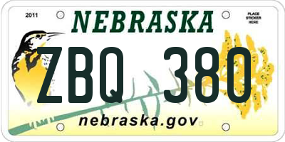 NE license plate ZBQ380