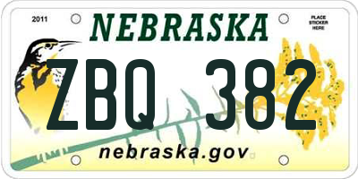 NE license plate ZBQ382