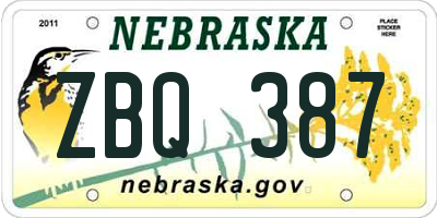 NE license plate ZBQ387