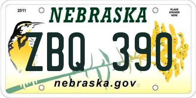 NE license plate ZBQ390