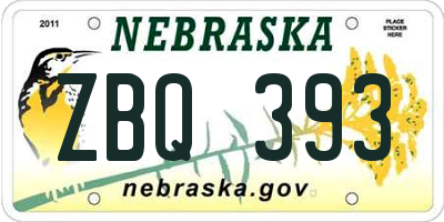 NE license plate ZBQ393