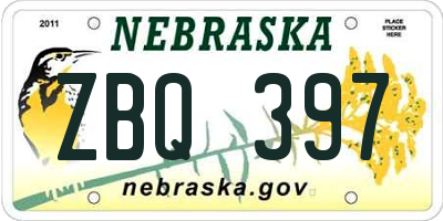 NE license plate ZBQ397