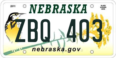 NE license plate ZBQ403