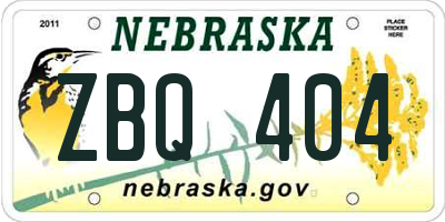 NE license plate ZBQ404