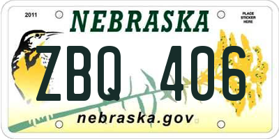 NE license plate ZBQ406
