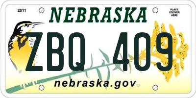 NE license plate ZBQ409