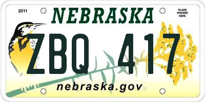 NE license plate ZBQ417