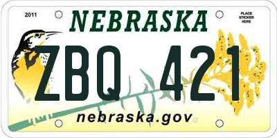NE license plate ZBQ421